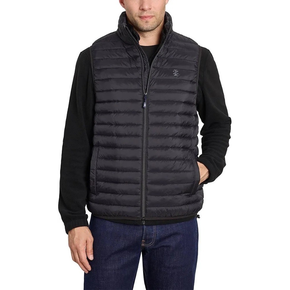 SHIPS TODAY! 🎁IZOD MEN'S FULL ZIP PUFFER VEST - SIZE: MEN‎ L - BLACK, NWT